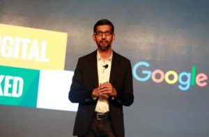 Google CEO Sundar Pichai speaks on stage during a Google event in Delhi, January 4, 2017. REUTERS/Cathal McNaughton/Files