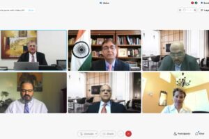 Screen shot of the webinar Aug. 10, 2022, on Supply Chain Opportunities, hosted jointly by Indian Consulate in Chicago and USISPF. Photo: Indian Consulate