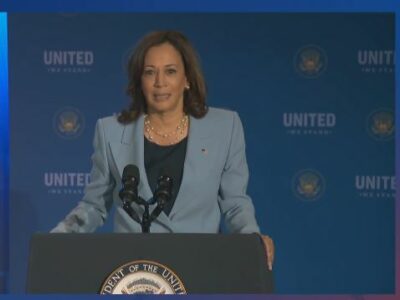 Vice President Kamala Harris speaking at the United We Stand White House Summit against hate crime Sept. 15, 2022. Photo: videograb Twitter @VP