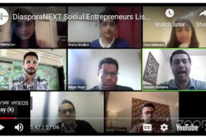 Some of the young entrepreneurs recognized by IndiaSpora on Zoom call December 6, 2022. Photo: videograb from YouTube