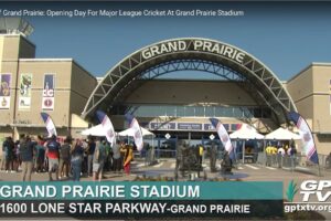 Grand Prairie Stadium on opening day for Major League Cricket. PHOTO: videograb gptx.org (Grand Prairie, Texas dot org)