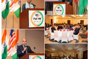 Foundation of India New England held a reception for India's new Consul General in New York. Scenes from the event show Consul General Binaya Pradhan speaking, the audience, as well as other speakers. PHOTO: courtesy organizers