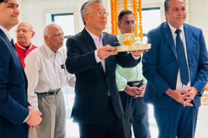 Assistant Secretary of State Donald Lu and other State Department officials at the Jain Temple in Southern California April 24, 2024. PHOTO: ANI