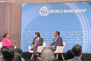 President of World Bank Ajay Banga and President of African Development Bank, Akinwumi Adesina during the World Bank's Flagship event on Energizing Africa on April 17, 2024, at the World Bank in Washington DC. PHOTO: T. Vishnudatta Jayaraman, News India Times